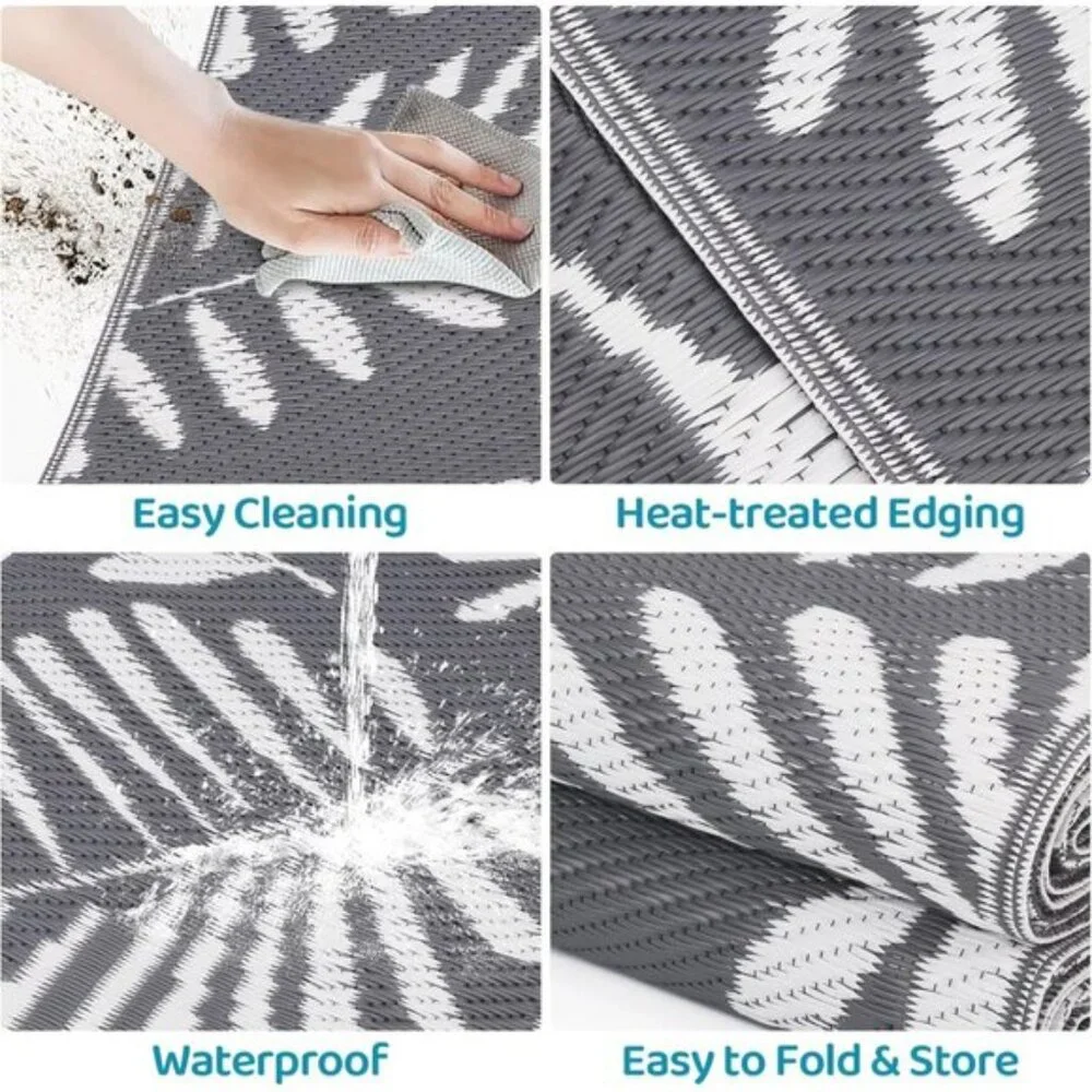 New 5x8 Outdoor Rug, Waterproof Plastic Straw Patio Mat for RV, Deck, Beach